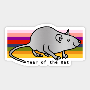 Year of the Rat on a Rainbow Sticker